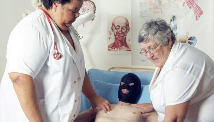 Granny Medical Fetish : Masked Young Man In Hospital